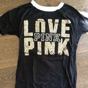 SHORT SLEEVE SEQUIN PINK VICTORIA’S SECRET SHIRT